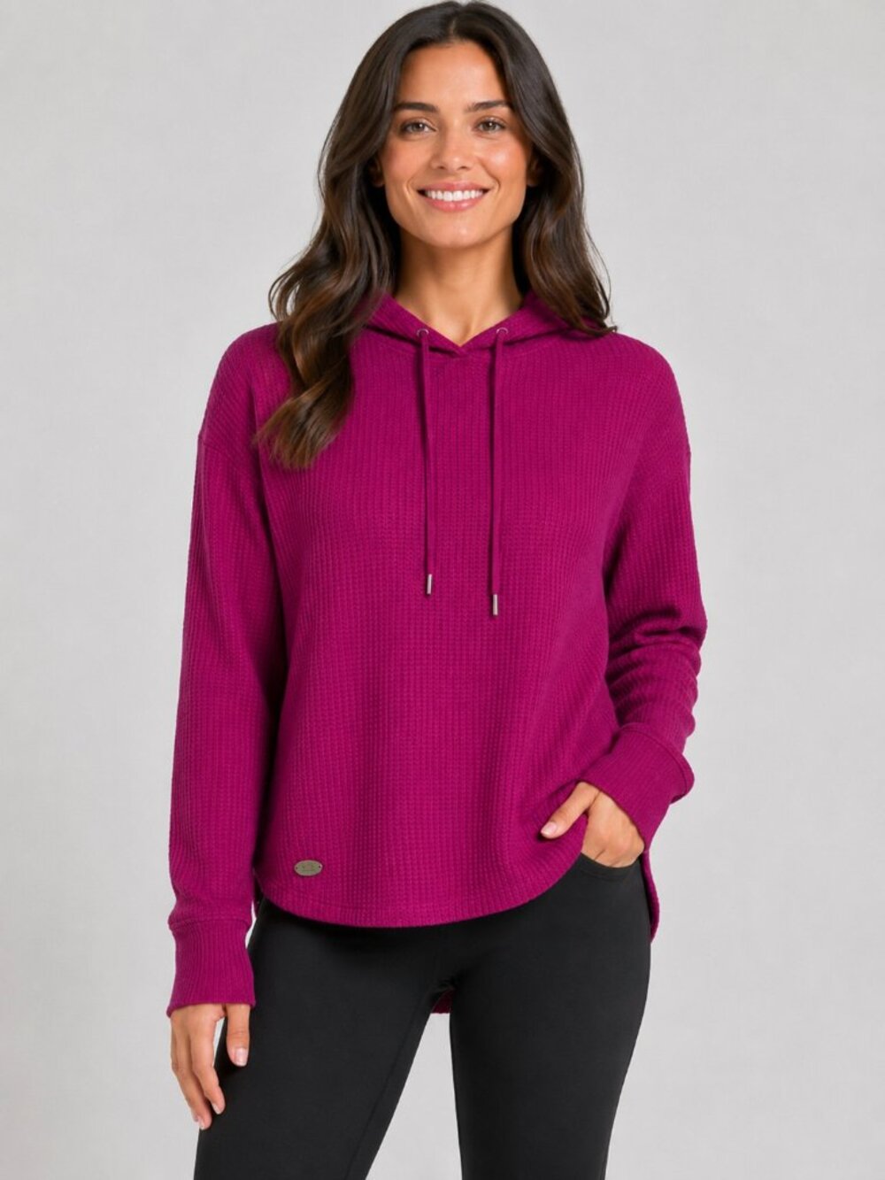 Ralph Lauren "Lauren" Women's Magenta Purple Waffle Hoodie Sweater Size Small P
